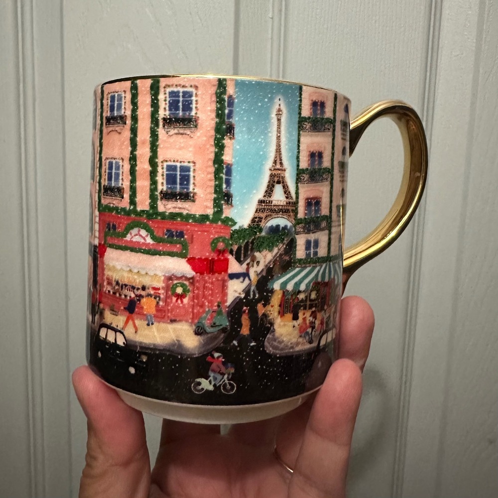 Anthropologie Bonne Année De Paris Coffee Mug Holiday in the City Eiffel Tower